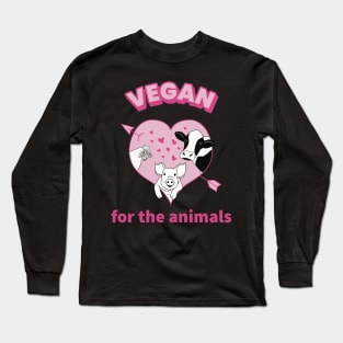 Vegan for the animals - cute cartoon farm animals Long Sleeve T-Shirt